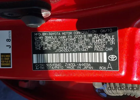 2010 Toyota Prius Ii z USA, uszkodzony, nr VIN JTDKN3DU1A0197447